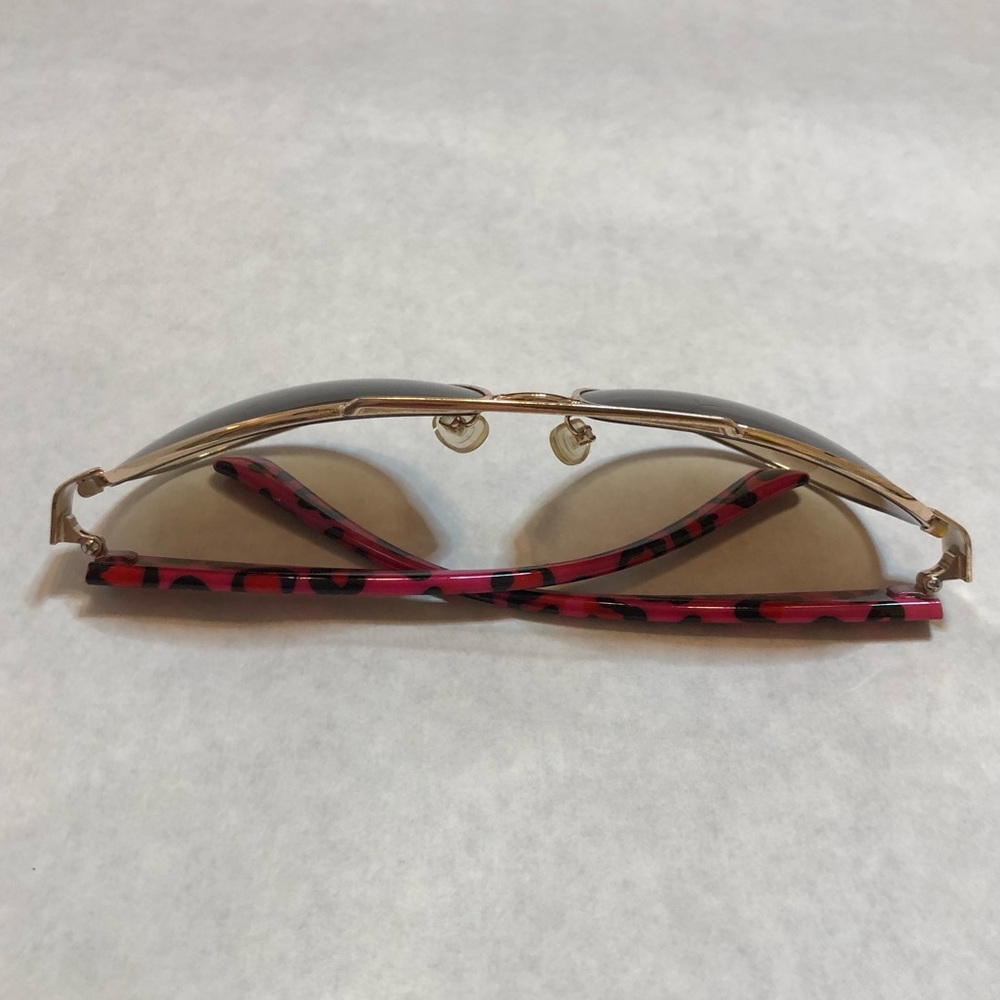 Betsy Johnson Gold Frame Pink and Black Animal Print Arm Sunglasses - Picture 2 of 10